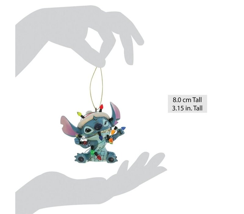 Disney Traditions - Stitch Wrapped in Christmas Lights Hanging Ornament