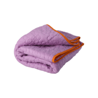 RICE -  Katoenen deken - Paars met bloemenmotief