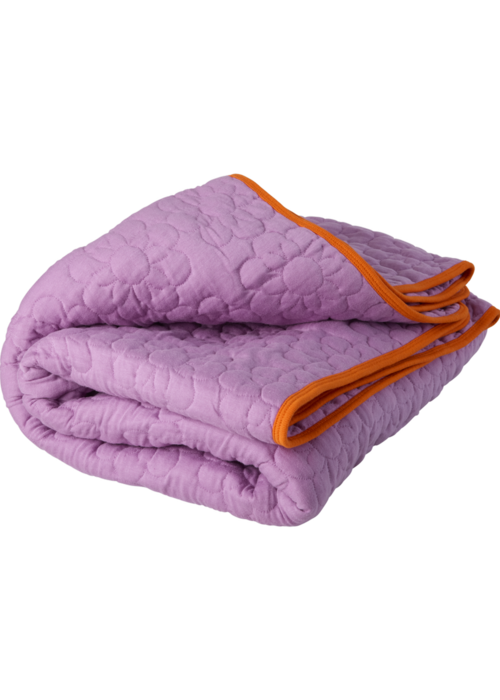 RICE Katoenen deken - Paars met bloemenmotief - RICE