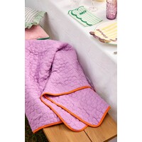 RICE -  Katoenen deken - Paars met bloemenmotief