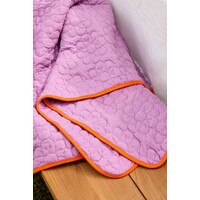 RICE -  Katoenen deken - Paars met bloemenmotief