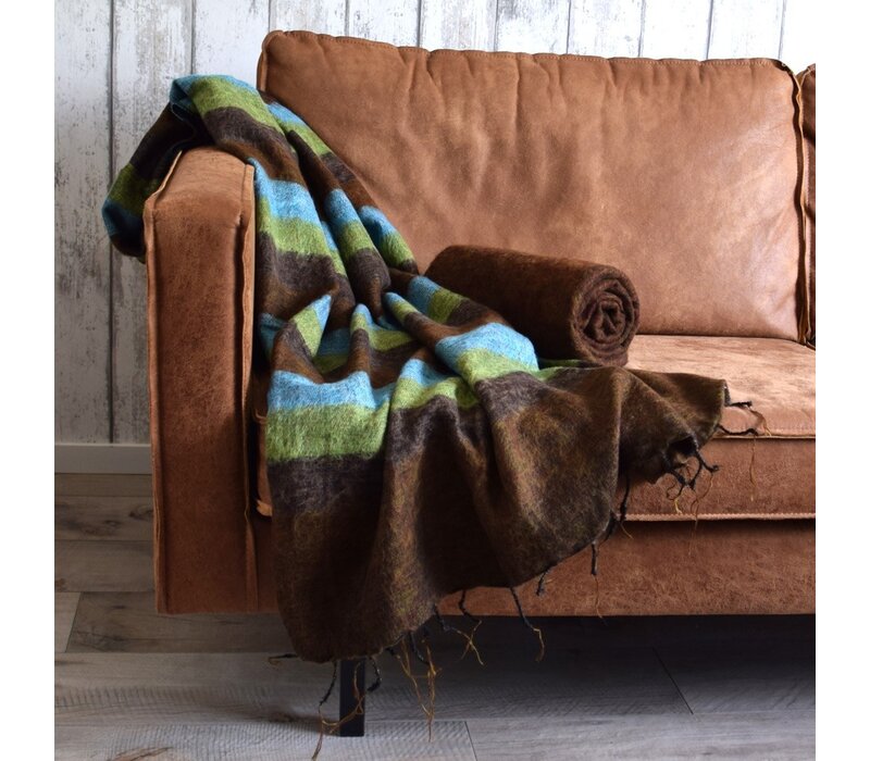 Sjaal met Verhaal - Plaid Blauw Bruin Groen