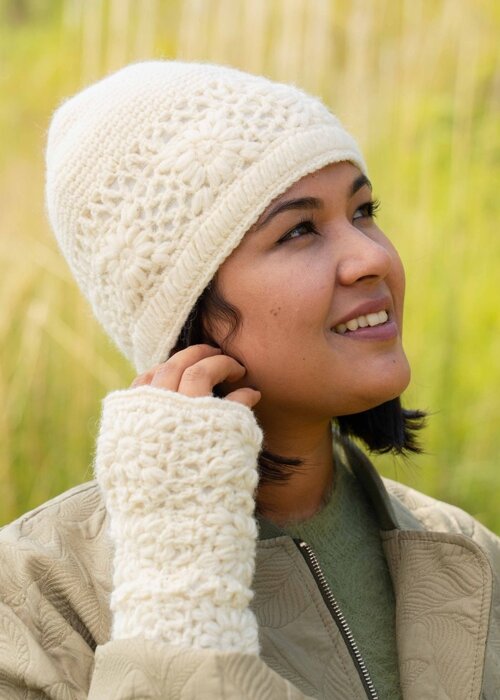 Sjaal met Verhaal Muts Granny Square Crème - Sjaal met Verhaal