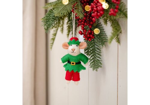 Sjaal met Verhaal Hanger Muis Kerstelf - Sjaal met een Verhaal