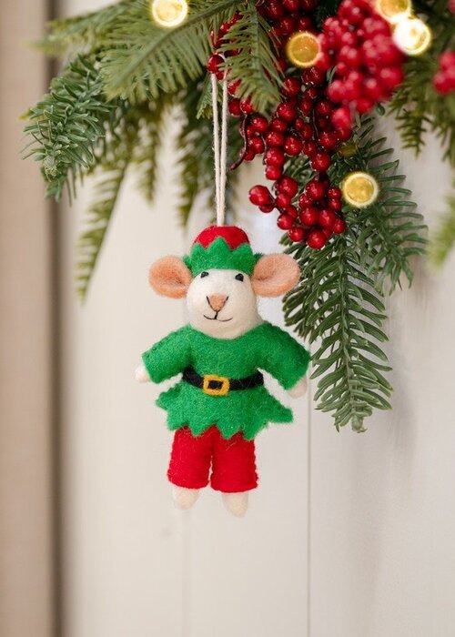 Sjaal met Verhaal Hanger Muis Kerstelf - Sjaal met een Verhaal