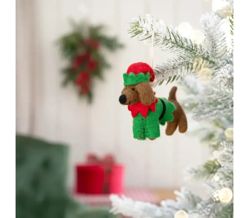 Sjaal met Verhaal - Hanger Teckel Kerstelf