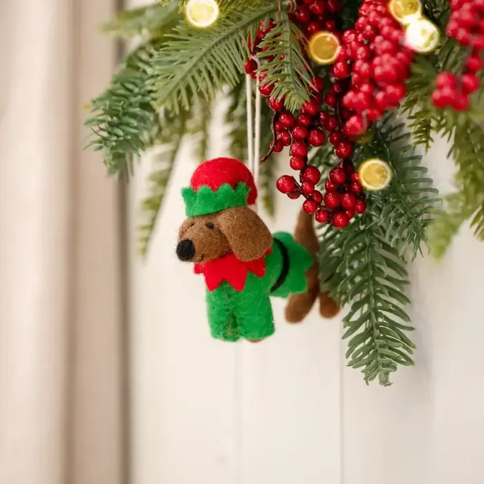 Sjaal met Verhaal - Hanger Teckel Kerstelf