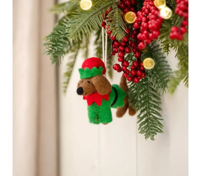 Sjaal met Verhaal - Hanger Teckel Kerstelf