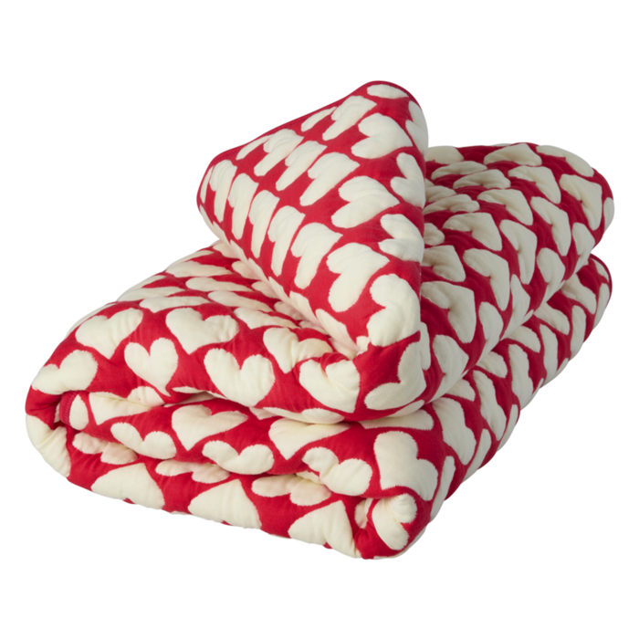 RICE -  Katoenen deken - Rode Hartjes