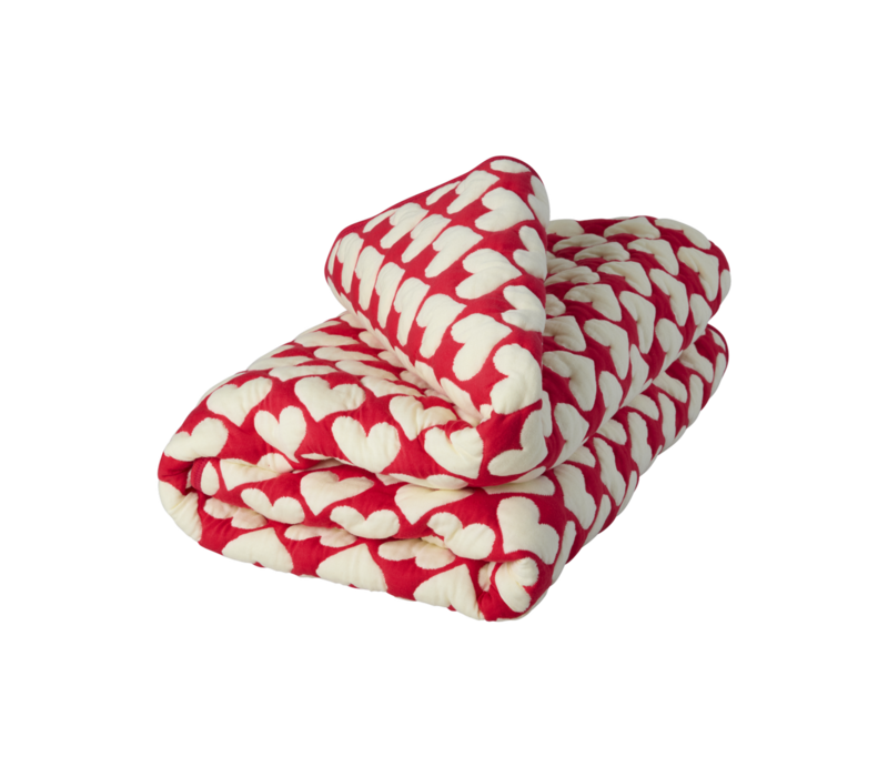 RICE -  Katoenen deken - Rode Hartjes