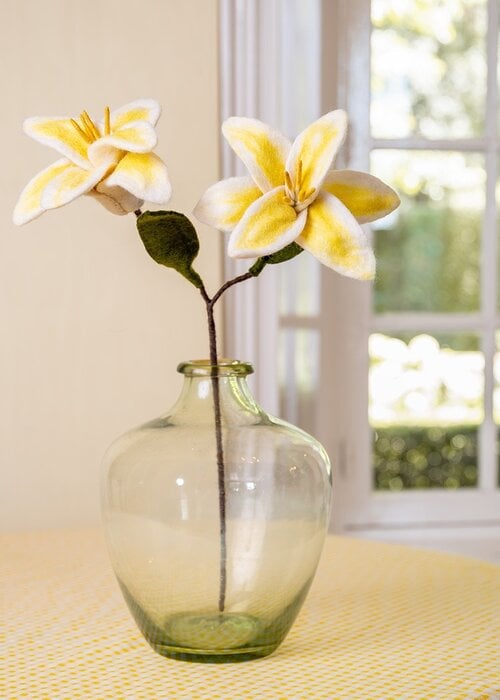 Sjaal met Verhaal Bloem: Tak: Lelie Wit-Geel - Sjaal met een Verhaal