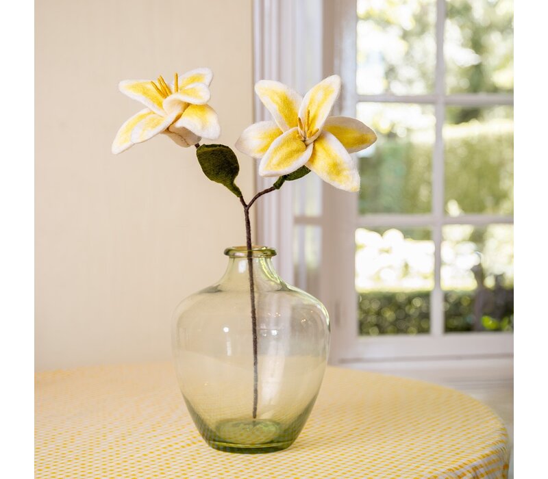 Sjaal met een Verhaal - Bloem: Tak: Lelie Wit-Geel