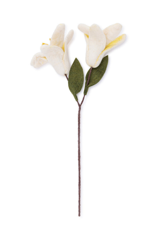 Sjaal met een Verhaal - Bloem: Tak: Lelie Wit-Geel