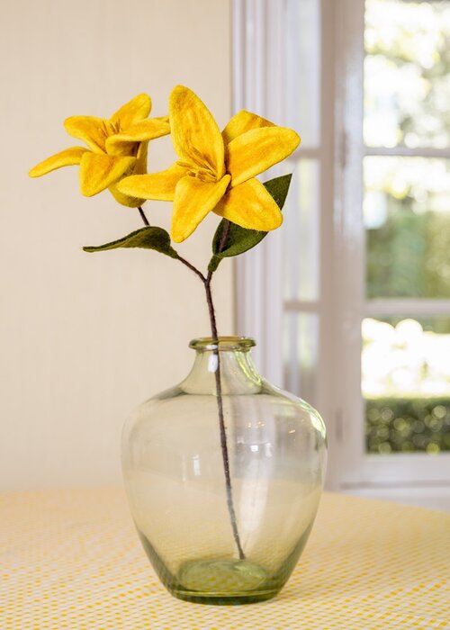 Sjaal met Verhaal Bloem: Tak: Lelie Geel - Sjaal met een Verhaal