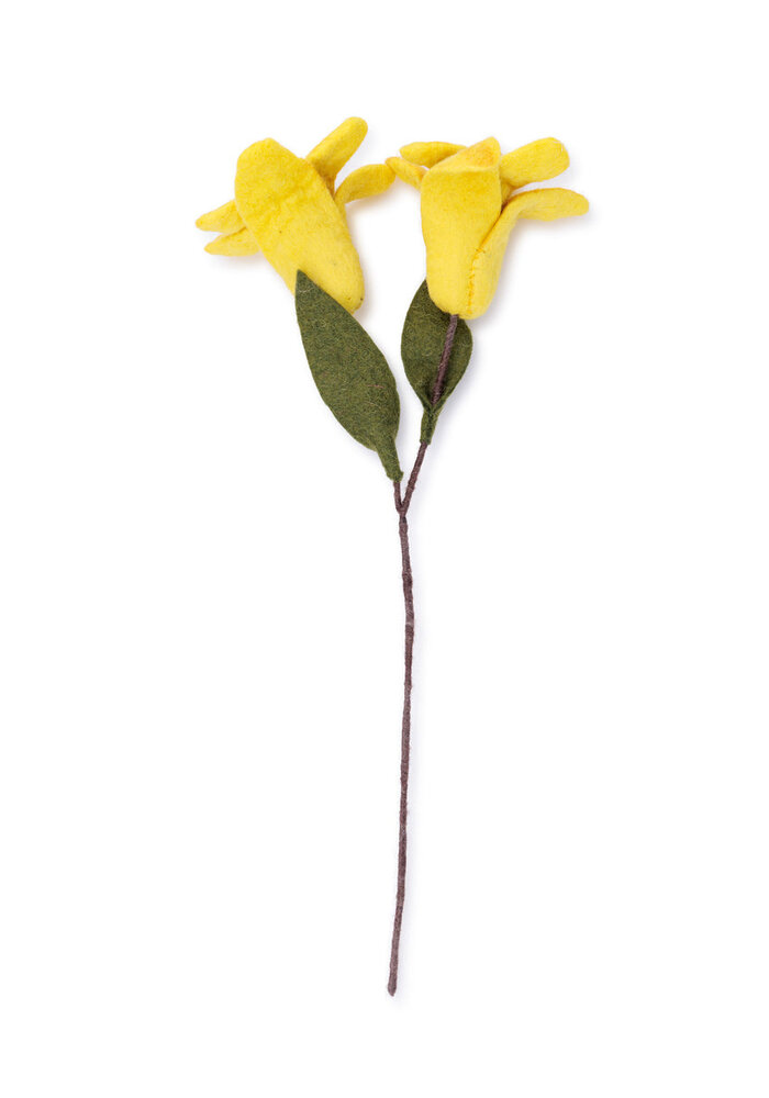 Sjaal met een Verhaal - Bloem: Tak: Lelie Geel