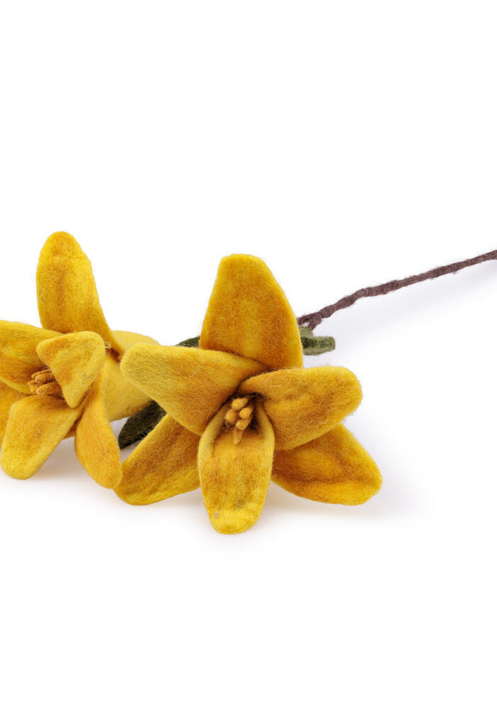 Sjaal met een Verhaal - Bloem: Tak: Lelie Geel