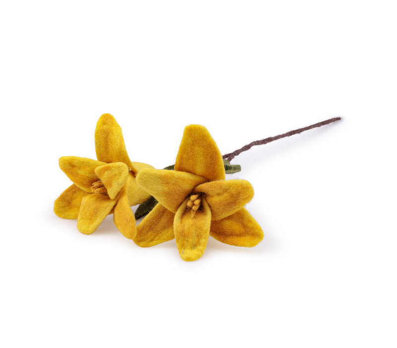 Sjaal met een Verhaal - Bloem: Tak: Lelie Geel