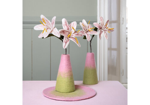 Sjaal met Verhaal Vaas Roze-Groen medium   - Sjaal met Verhaal