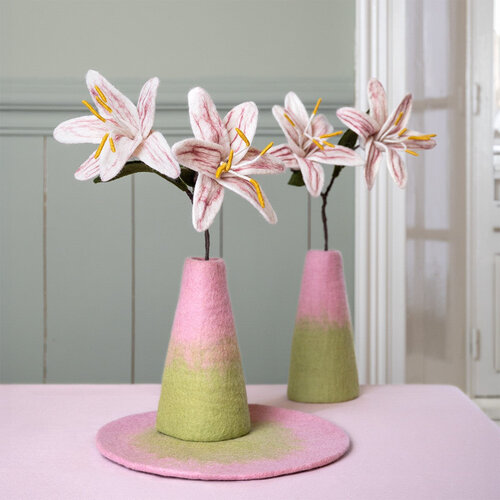 Vaas Roze-Groen medium   - Sjaal met Verhaal 