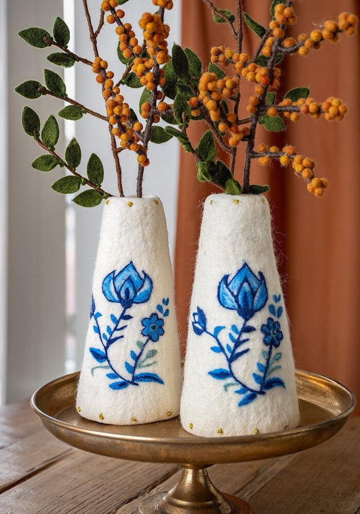 Sjaal met Verhaal - Vaas Delfts Blauw met Tulp Medium