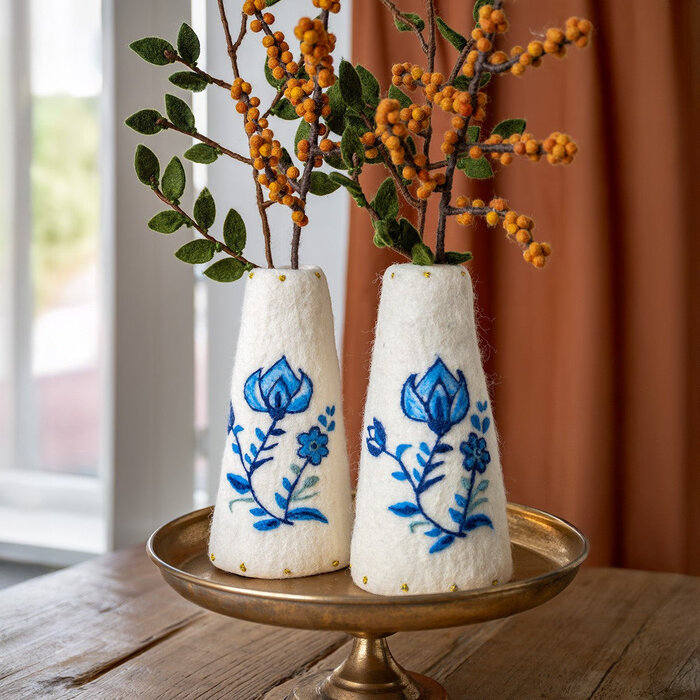 Sjaal met Verhaal Vaas Delfts Blauw met Tulp Medium    - Sjaal met Verhaal