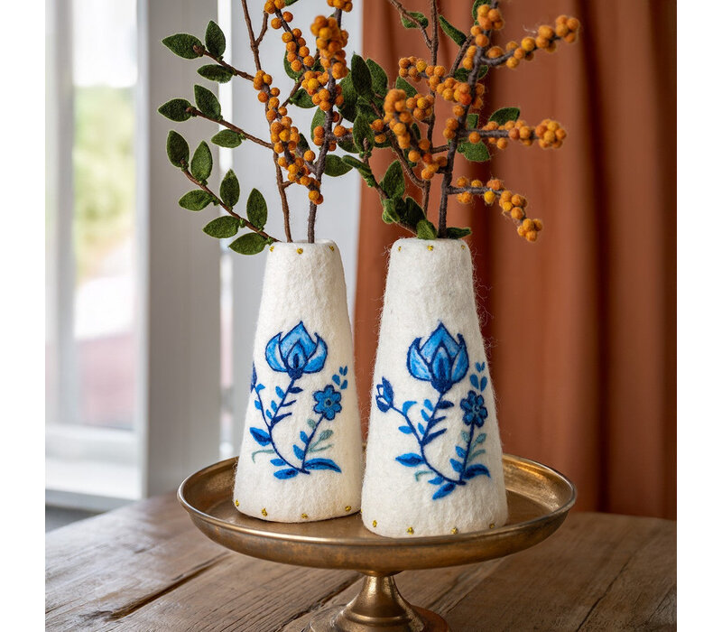 Sjaal met Verhaal - Vaas Delfts Blauw met Tulp Medium