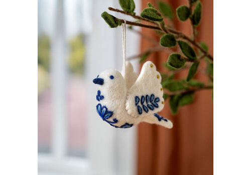 Sjaal met Verhaal Hanger Vredesduif Delfts Blauw - Sjaal met Verhaal