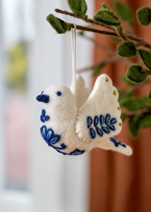 Sjaal met Verhaal Hanger Vredesduif Delfts Blauw - Sjaal met Verhaal