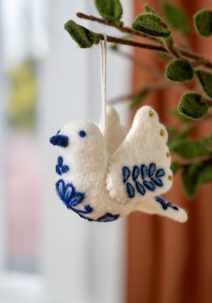 Sjaal met Verhaal - Hanger Vredesduif Delfts Blauw