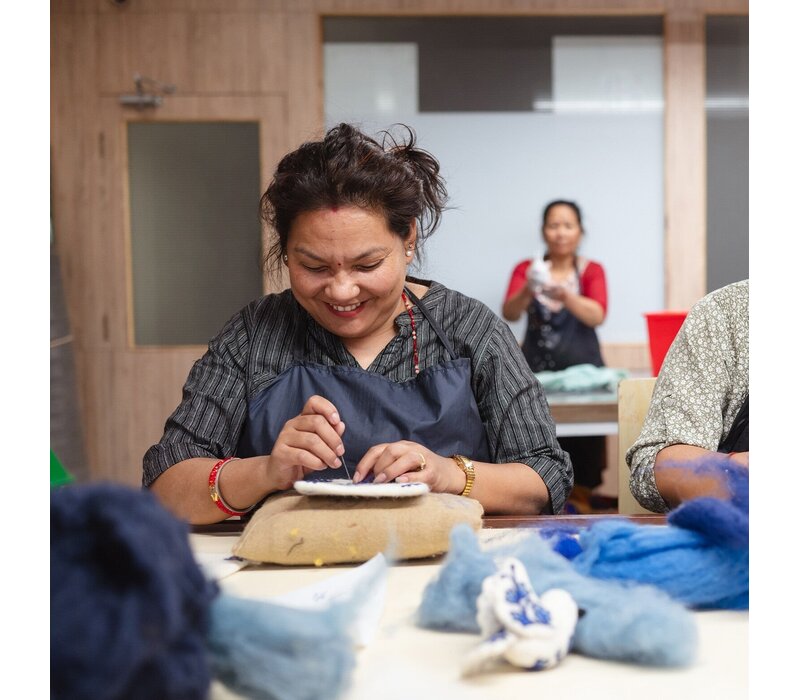 Sjaal met Verhaal - Hanger Vredesduif Delfts Blauw