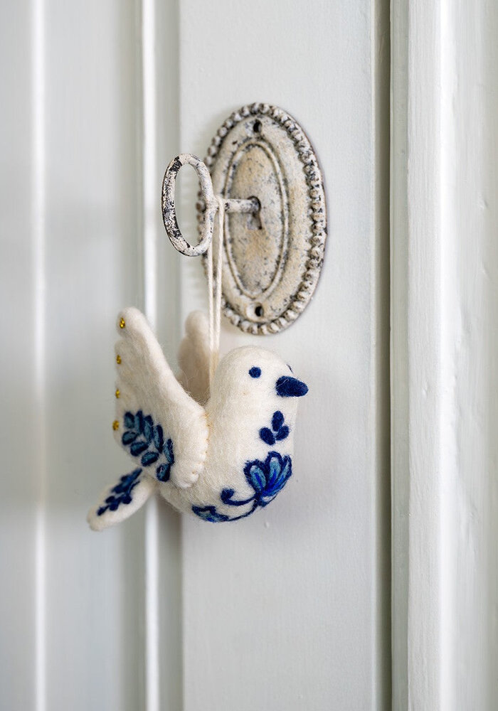 Sjaal met Verhaal - Hanger Vredesduif Delfts Blauw