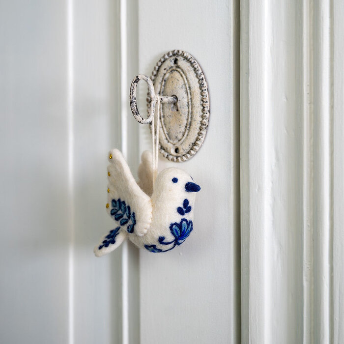 Sjaal met Verhaal - Hanger Vredesduif Delfts Blauw