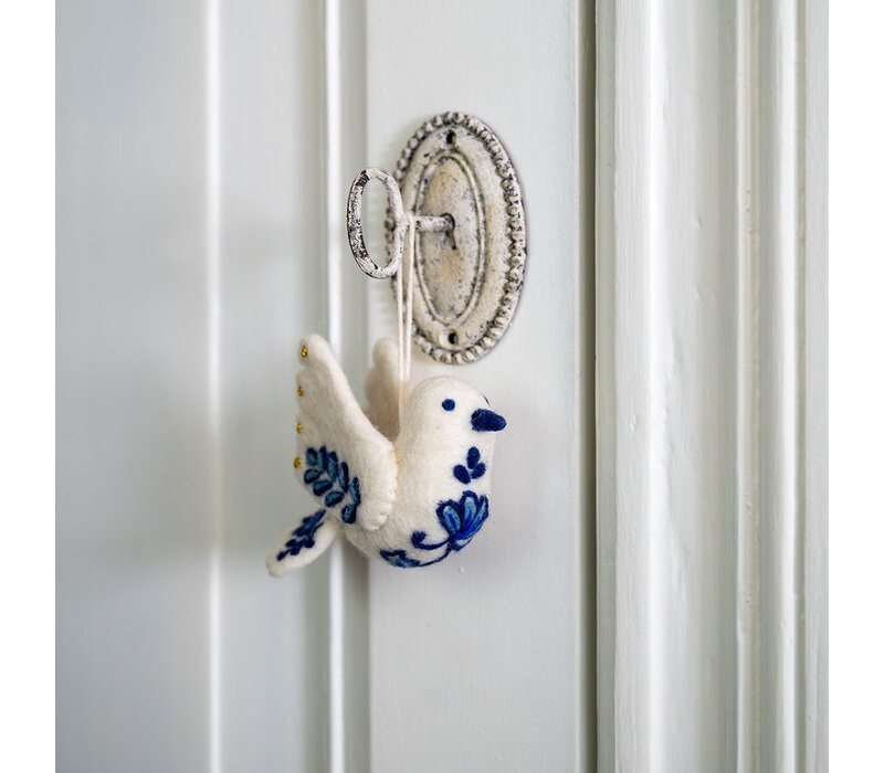 Sjaal met Verhaal - Hanger Vredesduif Delfts Blauw