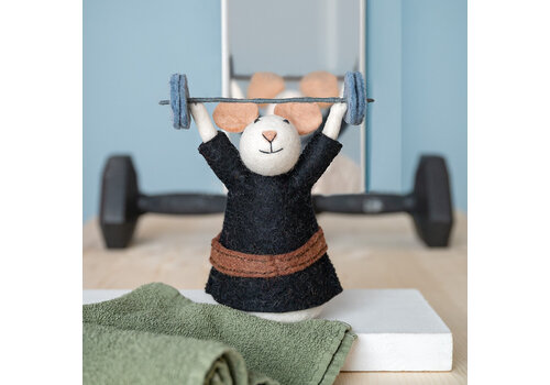 Sjaal met Verhaal Decoratie Muis Gewichtheffer - Sjaal met Verhaal