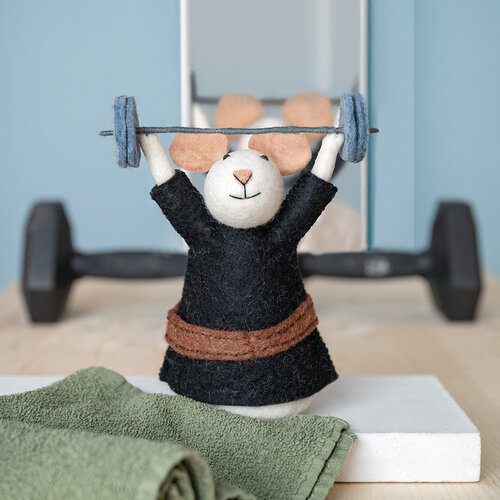 Decoratie Muis Gewichtheffer - Sjaal met Verhaal 