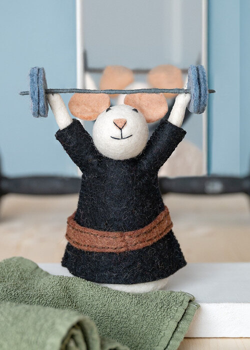 Sjaal met Verhaal Decoratie Muis Gewichtheffer - Sjaal met Verhaal