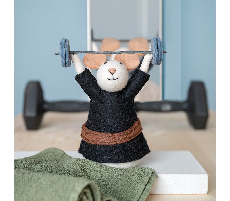 Sjaal met Verhaal - Decoratie Muis Gewichtheffer