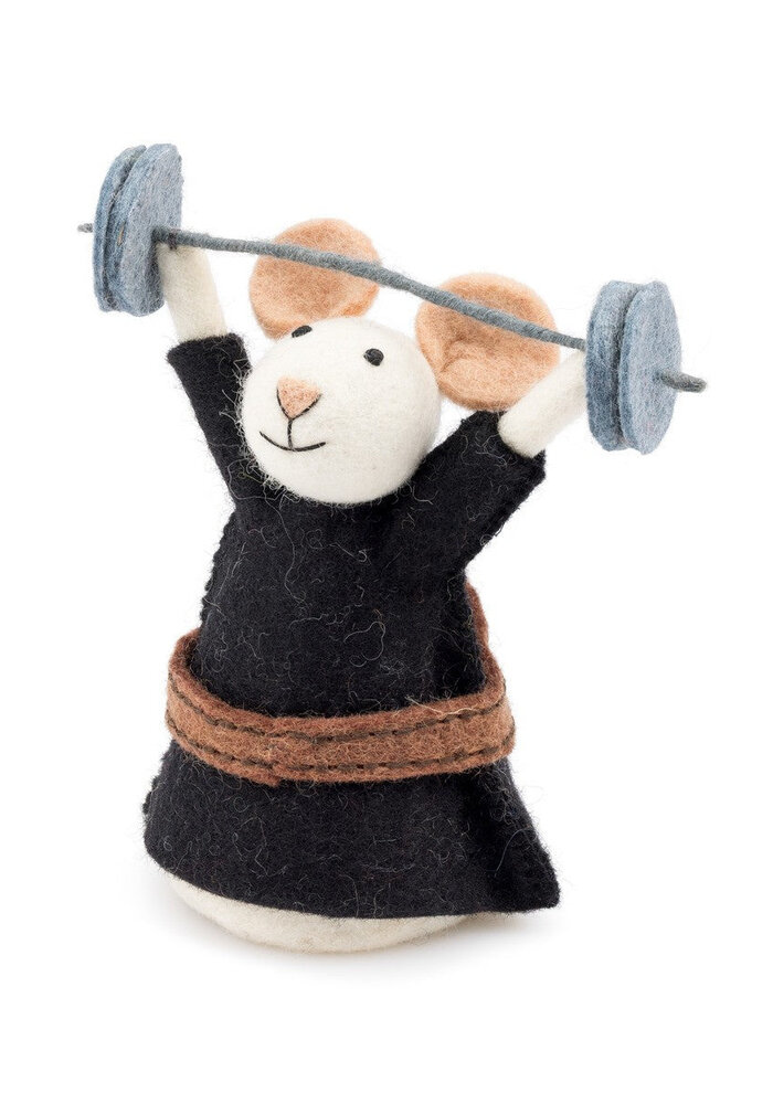 Sjaal met Verhaal - Decoratie Muis Gewichtheffer