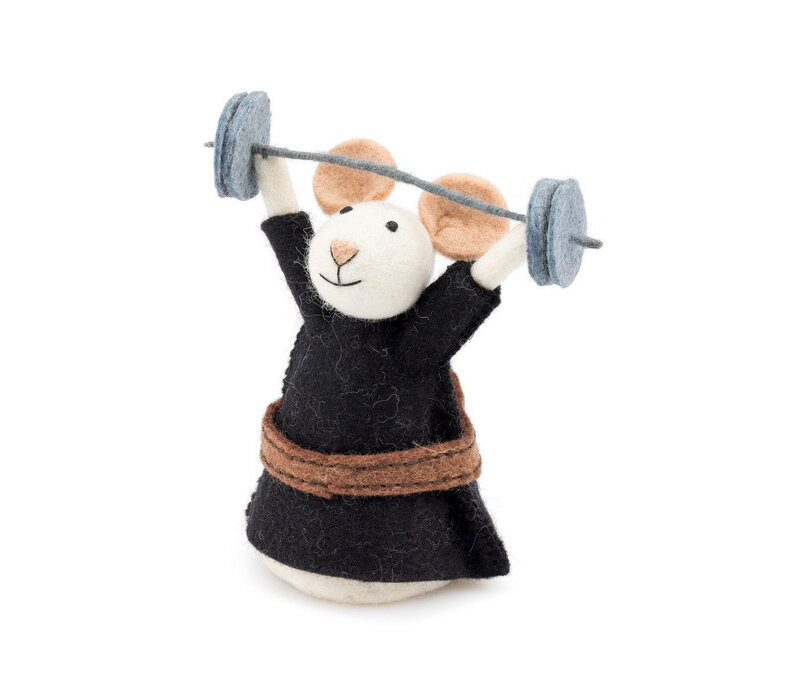 Sjaal met Verhaal - Decoratie Muis Gewichtheffer