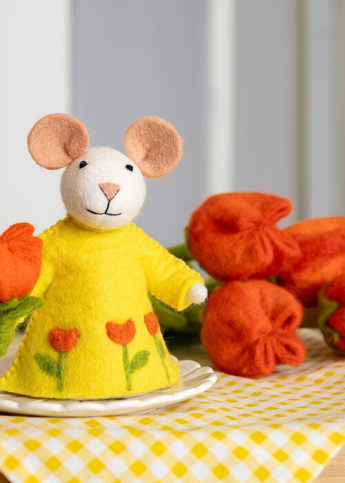 Sjaal met Verhaal Decoratie Muis met Tulp Oranje - Sjaal met Verhaal