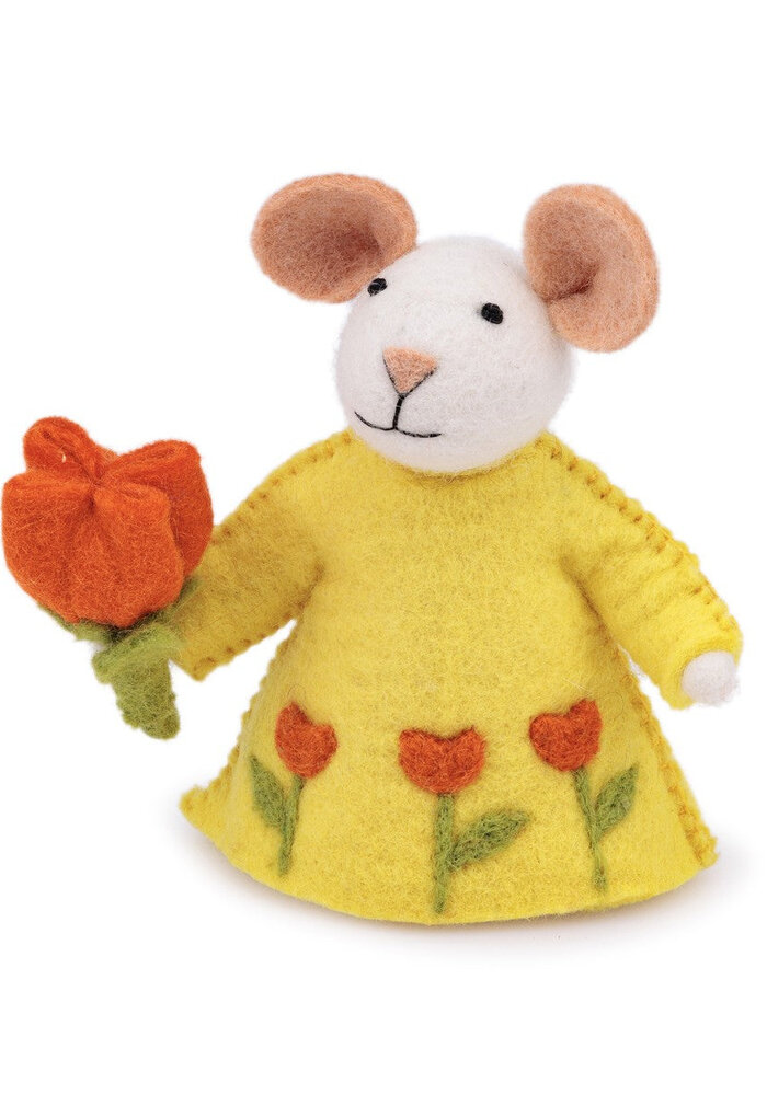 Sjaal met Verhaal - Decoratie Muis met Tulp Oranje