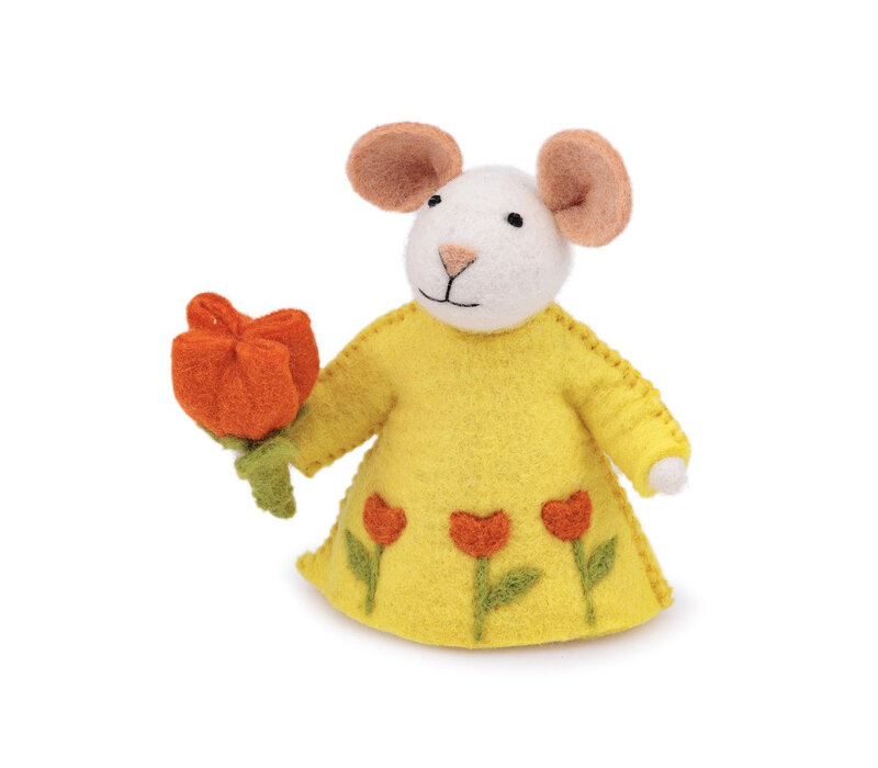 Sjaal met Verhaal - Decoratie Muis met Tulp Oranje