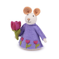 Sjaal met Verhaal - Decoratie Muis met Tulp Fuchsia