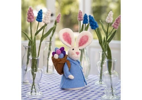 Sjaal met Verhaal Decoratie Haas met Mand Lichtblauw - Sjaal met Verhaal