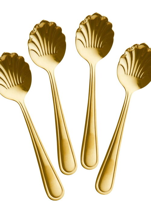RICE Set 4 Theelepels - Stainless Steel Seashell - Gold - RICE