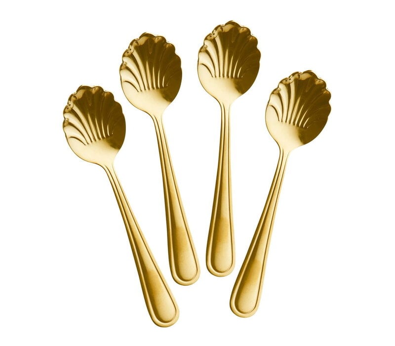 RICE - Set 4 Theelepels - Stainless Steel Seashell - Gold