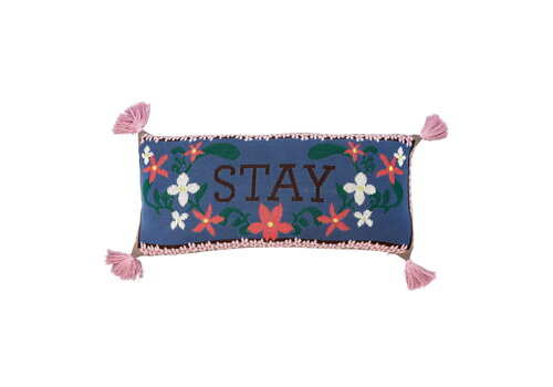 RICE Katoenen Kussen Rechthoekig Stay - Blauw - RICE