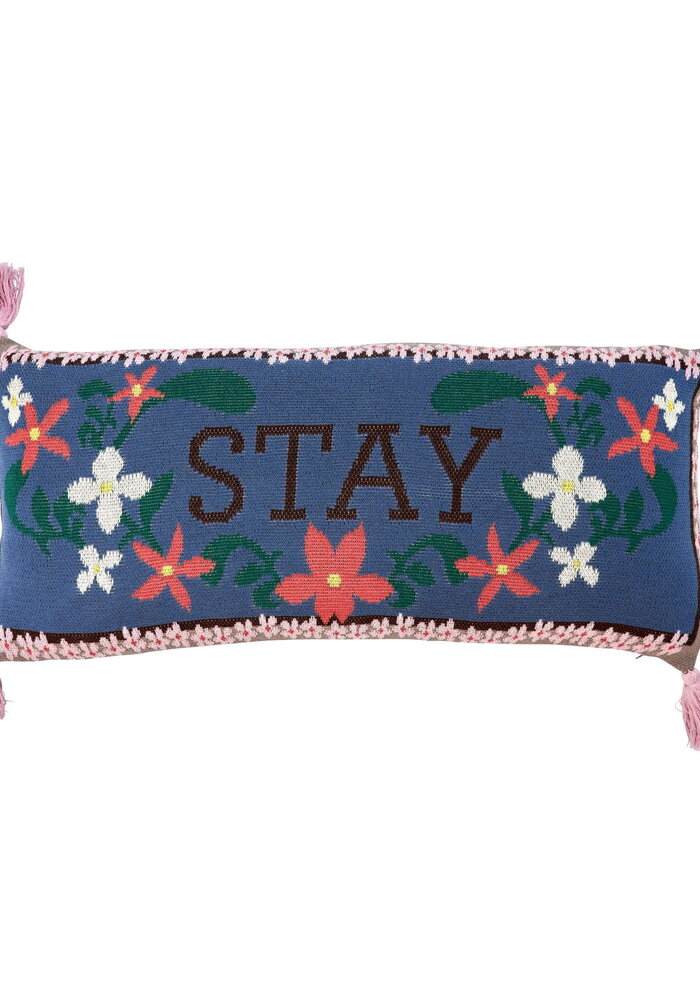 RICE -  Katoenen Kussen Rechthoekig Stay - Blauw