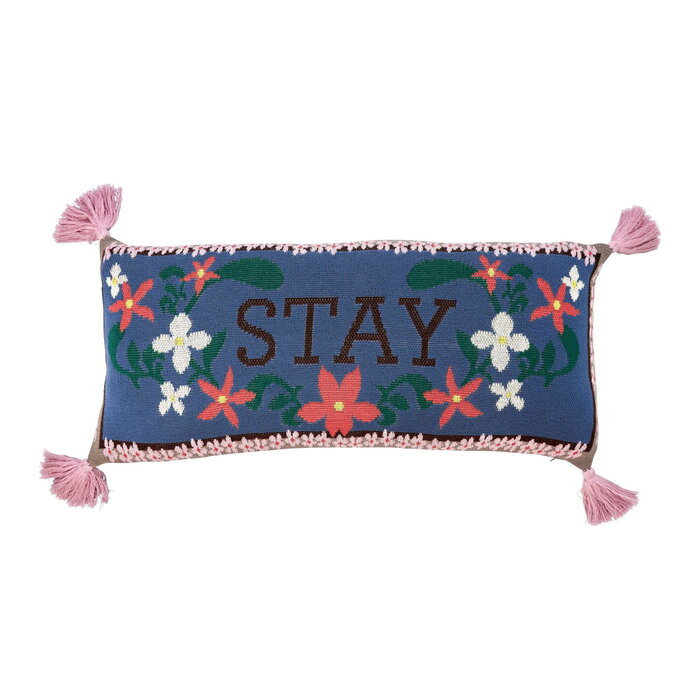 RICE -  Katoenen Kussen Rechthoekig Stay - Blauw