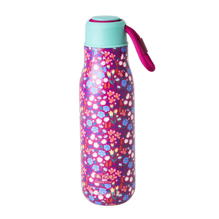 RICE Drinkfles RVS Roze Poppies – RICE
